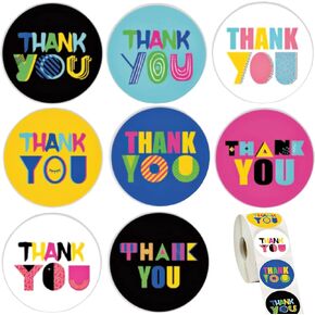 1.5" Thank You Stickers Roll 500PCS Cute Art Stickers for Bubble Mailers Packaging Wedding Baby Shower Birthday