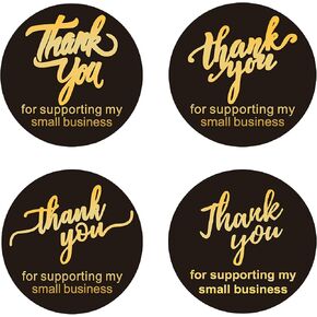 Thank You Stickers Small Business –500 PCS 4 Designs, 2" Inch, Durable, Self-Adhesive & Waterproof Black -Round Thank You Stickers Roll, Birthdays, Weddings, Packaging, Envelopes Seal, and Gift Wraps in Kuwait