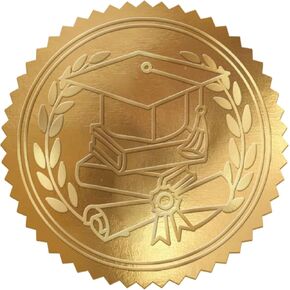 Whaline 500Pcs Graduation Cap Foil Seal Sticker Embossed Gold Self Adhesive Graduation Decal for Diplomas Certificates Awards Class Graduation Envelopes Party Favor Supplies, 1.5 inch