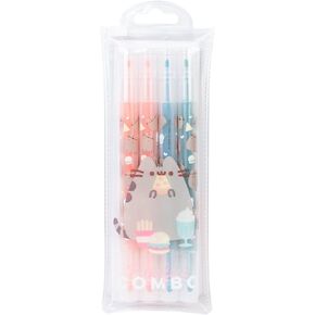 Grupo Erik Official Pusheen Pen Set | Pack of 4 Assorted Colours | Double-Ended | Foodie Collection | Pusheen Highlighter Set | Pusheen Gift - Kawaii Stationery