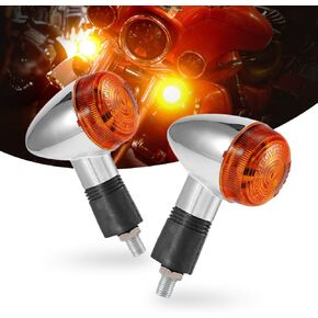 Motorcycle Turn Signals 2pcs Chrome Bullet Front Rear Lights for Honda Harley Kawasaki Suzuki Motorcycle Street Standard Custom Bike Cruiser Bobber Chopper, 2pcs