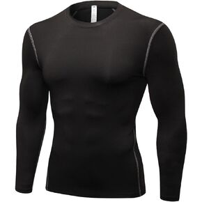 Men's Compression Shirts Long Sleeve Athletic T-Shirts Workout Running Tops Quick Dry Baselayer Undershirts for Football