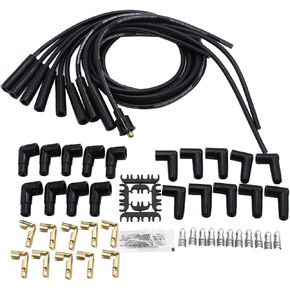 1 SET SHLPDFM Black Spark Plug Wires Spiral Core 8.5mm Straight Boots V8 W/Looms