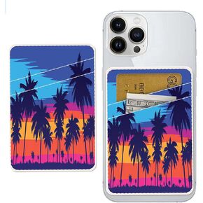 Phone Card Holder Leather, Dual Pocket Phone Wallet Adhesive Stick On, Cute Phone Case Credit Card Holder, Suitable for Most of Phones Cute Blue Cats