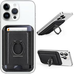 Miroddi for Magsafe Wallet with Ring Stand, 3 in 1 Magnetic Card Holder with Ring Grip, Slim Magnet Cell Phone Wallet Fit 3 to 7 Cards, Leather Wallet for Apple, Mag Back Wallet for IPhone 15/14/13/12