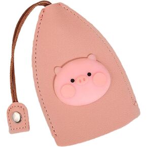 Cute Pink Pig Creative Pull Out Key Sleeve, PU Leather Car Key case, Cartoon Large-Capacity Car Key Case, Cell Phone Automobile Cradles, Not Easy to Slip Car Key Keychain