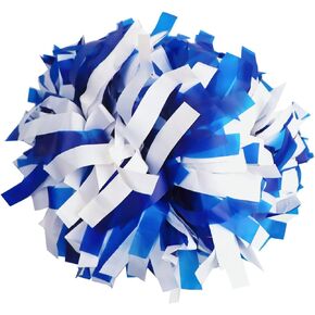 2 Pieces 6 Inches Plastic Cheerleading Pom Poms with Baton Handle, Cheerleader Pom Poms, Cheering Pom Poms Cheer Pompoms for School Spirit Dance Party Cheering Squad(Yellow/Black/White)