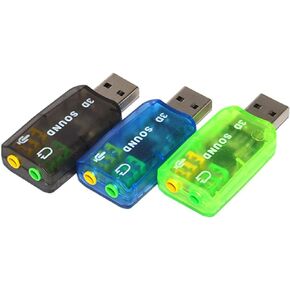 محول صوت USB، (3 حزم) 3.5 ملم مقابس سماعة الرأس والميكروفون، توصيل بطاقة صوت ستيريو خارجية وتشغيلها، لا حاجة إلى برامج تشغيل متوافقة مع Windows، Linux، PC، Notebook، Desktop، PS4 (ثلاثة ألوان)