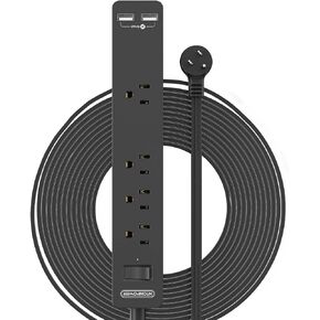 Flat Extension Cord 10 Ft, NTONPOWER Thin Flat Extension Cord Under Carpet, Rug, Door, 4 Outlets Power Strip with 2 USB Ports, Flat Plug, Wall Mount Desktop Charging Station for Home Office, Black