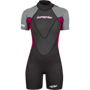 HYPERFLEX Men's and Women's 2.5mm Shorty Springsuit Wetsuit – SURFING, Water Sports, Scuba Diving, Snorkeling - Comfort, Flexible, Anatomical Fit, Adjustable Collar, Back-Zip