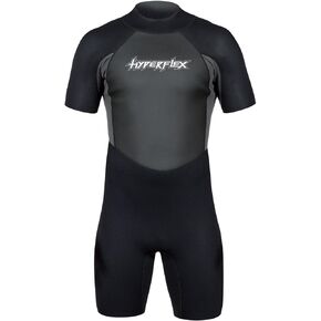 بدلة غطس قصيرة 2.5 ملم للرجال والنساء من HYPERFLEX - ركوب الأمواج، الرياضات المائية، الغوص، الغطس - مريحة، مرنة، ملائمة تشريحيًا، ياقة قابلة للتعديل، سحاب خلفي
