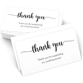 321Done Thank You For Supporting My Small Business Cards, 3.5x2 Kraft, Made in USA - Order Package Inserts for Online Retailers, Small Business Owners - Pack of 50