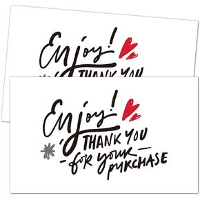 Thank You For Your Purchase Cards, 50 pcs, 3.5 in x 2 in, Hearts Pattern, Suitable For Small Business Owners