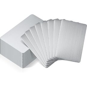 Tandefio 50 Pcs 304 Stainless Steel Metal Business Cards Sublimation Blank Steel Card Laser Engraving Stainless Cards for House Office Customer DIY Gift Plate Cards (0.2 mm Thickness)