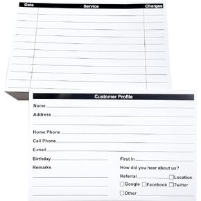 RXBC2011 Customer Profile Card Client Profile Cards for Businesses and Stores (6 x 4 Inches, White, Pack of 100)