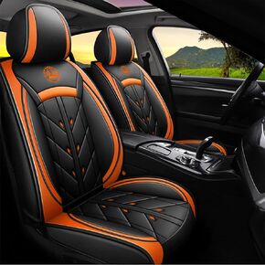 Car Seat Cover 5-Seats Full Set Universal fit, Suitable for Most Cars, SUV, Airbags Compatible with Synthetic Leather Car Seat Cushion Protectors(Black & Blue)