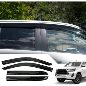 Auto Window Visors Rain Guards Shield, Window Vent Visors Shades Wind Deflectors for Toyota Hulix SR5 Daul Cab M70 M80 2015-2020