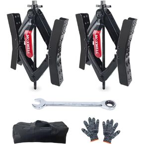 RV Camper Chocks Wheel X Stabilizer for Travel Trailers, Wheel Chock Scissor 2 Sets Tire Locking Chocks Accessories with Wrench, Tool Kit, Gloves (3.5“-12")