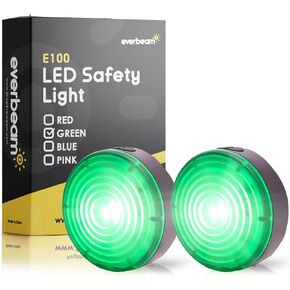 Everbeam E100 LED Safety Lights for Walking at Night - Waterproof Bike LED Light Excellent for Runners, Cycling, Dog Walking, Kayaking-Bright Clip On LED Light, Many Straps for Wearing - 2 Pack, Red