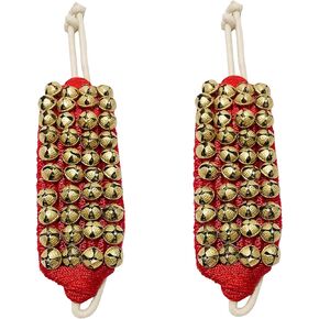 Ghungroo dancing bells ankle bells ghunghroo Red soft pad Four line ghungroo (40 + 40) Classical Dance Accessories Kathak dance brass bells (16 NO.) musical anklet for Bharatnatyam