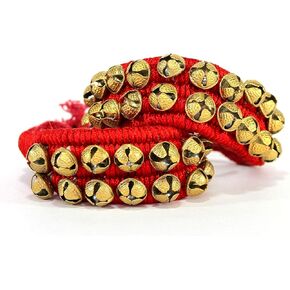 Ghungroo, Ghungru (7+ 7+7) - 3 Line Ghungroo on Red Cushion Pads | Bell, Ghungru 3 Line Red Pad, Red Pad Ghungroo 2 3ine | Kathak Indian Classic Dance Bharatanatyam, Kathak, Kathakali, Odissi