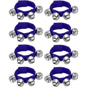 PATIKIL 8pcs Wrist Bells, Jingle Bells Ankle Bells Percussion Instruments Musical Rhythm Band 4 Silver Bells for Birthday Party Christmas, Dark Green