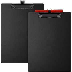 2 Pack Plastic Black Clipboard with Pen Holder Black A4 Letter Size Clipboards with Pen Holder Plastic Clipboard Holder with Low Profile Clip Plastic Clipboards for Classrooms Offices