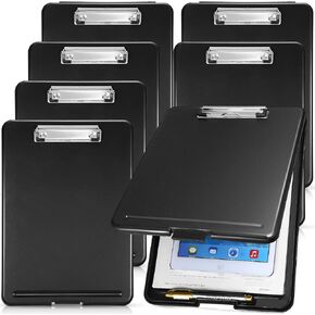 Epakh 7 Pcs Clipboard with Storage Bulks Plastic Storage Foldable Nursing Clipboard with Low Profile Clip for Student Teacher Nurse Employee, 9.5 x 13.5 Inch