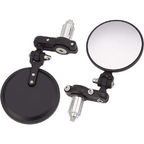 001-B Cafe Racer Mirrors Foldable Motorcycle Bar End Rear View Side Mirrors Black for 7/8’’ Handlebars Compatible with Street Bikes Sports Scooter Chopper Cruiser