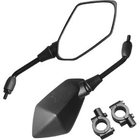 Universal Adjustable Motorcycle Rear View Mirror - Rhombus Convex Mirror with 10mm Clockwise Thread Bolt for Handle Bar of Motorcycle, Scooter, Atv, Etc.