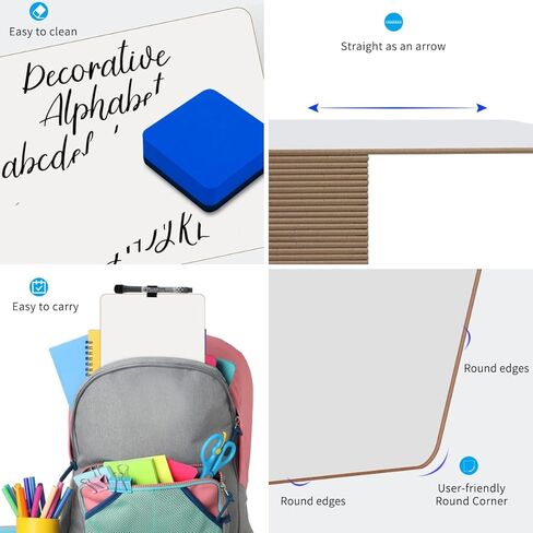 6 عبوات من ألواح المسح الجاف، سبورة بيضاء صغيرة بحامل مزدوج الجوانب مقاس 9 × 12 بوصة للأطفال والطلاب ومستلزمات الفصول الدراسية لمدرسي التعليم، وألواح بيضاء صغيرة محمولة للعمل المكتبي مع 12 صانعًا و6 ممحاة in Kuwait