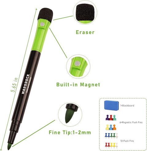 Dry Erase Markers Fine Tip - 8 Count Colorful Low Odor Magnetic Whiteboard Markers with Eraser, 6 Magnets, 10 Push Pins & a Whiteboard Eraser for Kids School Supplies Calendar Boards Office in Saudi Arabia
