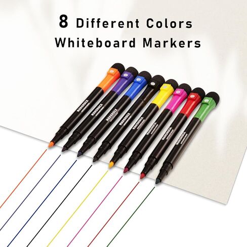 Dry Erase Markers Fine Tip - 8 Count Colorful Low Odor Magnetic Whiteboard Markers with Eraser, 6 Magnets, 10 Push Pins & a Whiteboard Eraser for Kids School Supplies Calendar Boards Office in Saudi Arabia