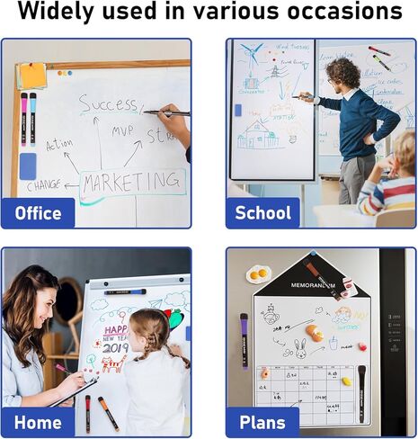 Dry Erase Markers Fine Tip - 8 Count Colorful Low Odor Magnetic Whiteboard Markers with Eraser, 6 Magnets, 10 Push Pins & a Whiteboard Eraser for Kids School Supplies Calendar Boards Office in Saudi Arabia