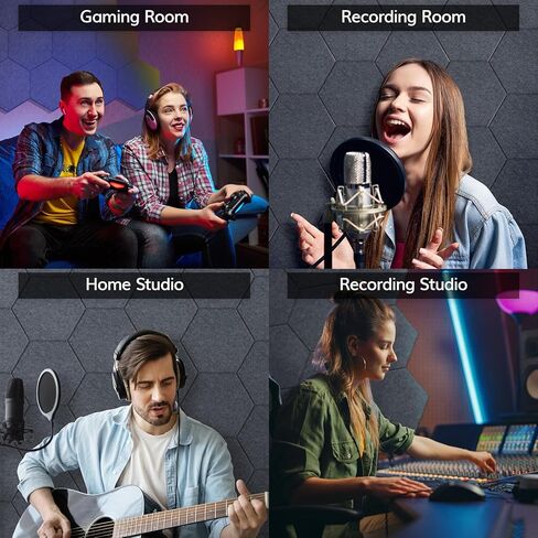 12 Pack Hexagon Acoustic Panels, TONOR 12"x 10"x 0.4" High Density Sound Proof Panels for Walls, Sound Dampening Insulation Treatment Wall Panels, Sound Absorbing Padding for Studio, Home Purple in Kuwait