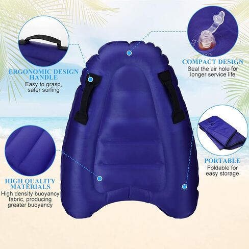 6 Pieces Inflatable Surfboard with Handles Lightweight Portable Floating Surfing Board Swimming Floating Surf Board for Kids Adult Learn to Swim Pool Travel Beach Summer Surfing Water Sports Supplies in Saudi Arabia