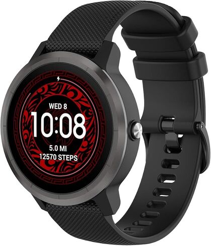 سوار معصم رياضي بديل من السيليكون متوافق مع Garmin Venu، vivomove3، vivomove Luxe، vivomove Style، vivomove HR، vivoactive3 Music، forerunner245music/645music (أسود) in Saudi Arabia
