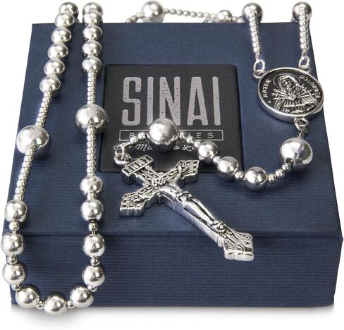 WWI Military rosary beads catholic, Stainless Steel Rosary, Antique Rosarios Catolicos para Hombre, Solid Warrior, Tactical Rosary with Seven Sorow Medal and Pardon Crucyfix in Saudi Arabia