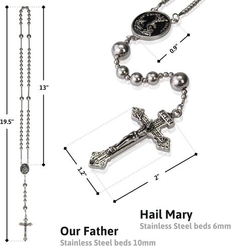 WWI Military rosary beads catholic, Stainless Steel Rosary, Antique Rosarios Catolicos para Hombre, Solid Warrior, Tactical Rosary with Seven Sorow Medal and Pardon Crucyfix in Saudi Arabia
