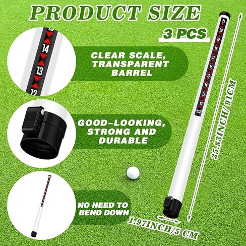 3 Piece Golf Picker Set Professional Picker Golf Thick Tube Plastic Tube Clear Golf Ball Recycler with Ball Release Recycler Collector Practice Picker Suction Cup Tool, 35.83 Inch in Saudi Arabia