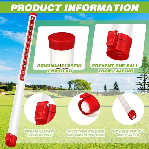 3 Piece Golf Picker Set Professional Picker Golf Thick Tube Plastic Tube Clear Golf Ball Recycler with Ball Release Recycler Collector Practice Picker Suction Cup Tool, 35.83 Inch in Saudi Arabia