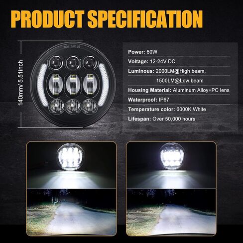 مصباح أمامي LED مقاس 5-3/4 بوصة من SUPAREE مقاس 5.75 بوصة لسيارة Dyna Street Bob Super Wide Glide Low Rider Night Rod Train Softail Deuce Sportster Iron 883 in Kuwait