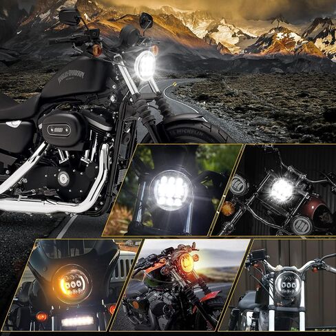 مصباح أمامي LED مقاس 5-3/4 بوصة من SUPAREE مقاس 5.75 بوصة لسيارة Dyna Street Bob Super Wide Glide Low Rider Night Rod Train Softail Deuce Sportster Iron 883 in Kuwait