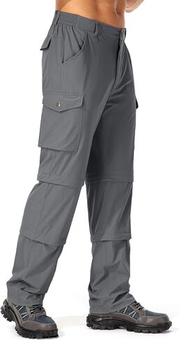 Mens Hiking Pants Convertible Quick-Dry-Stretch-Lightweight Zip-Off Outdoor Waterproof Safari Scouts Fishing Pants with deep Pockets,6077,Grey,36 in Saudi Arabia