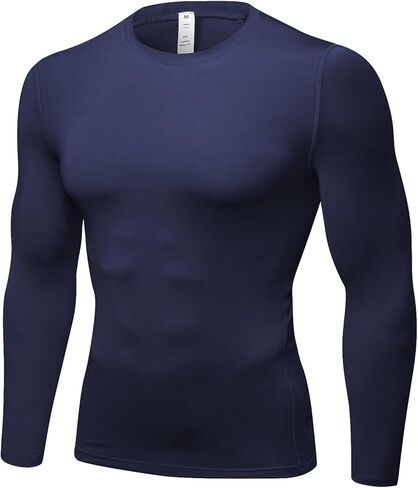 Men's Compression Shirts Long Sleeve Athletic T-Shirts Workout Running Tops Quick Dry Baselayer Undershirts for Football in Saudi Arabia