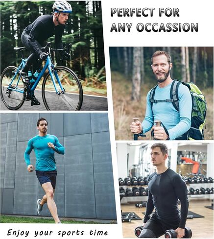 Men's Compression Shirts Long Sleeve Athletic T-Shirts Workout Running Tops Quick Dry Baselayer Undershirts for Football in Saudi Arabia