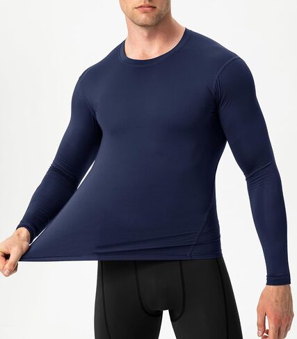 Men's Compression Shirts Long Sleeve Athletic T-Shirts Workout Running Tops Quick Dry Baselayer Undershirts for Football in Saudi Arabia