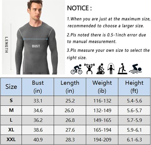 Men's Compression Shirts Long Sleeve Athletic T-Shirts Workout Running Tops Quick Dry Baselayer Undershirts for Football in Saudi Arabia
