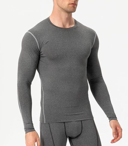 Men's Compression Shirts Long Sleeve Athletic T-Shirts Workout Running Tops Quick Dry Baselayer Undershirts for Football in Saudi Arabia