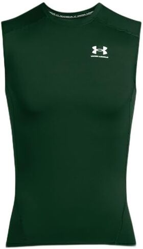 Under Armour Men's Armour HeatGear Compression Sleeveless T-Shirt, (301) Forest Green / / White, Medium in Saudi Arabia
